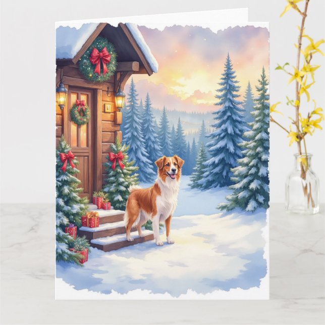 Brittany Rustic Cabin Christmas Winter Art Kort (Gul blomma)