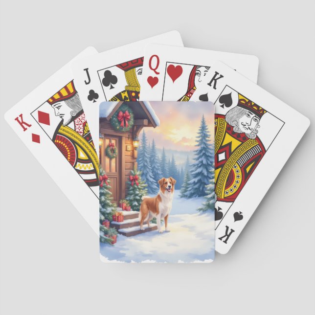 Brittany Rustik Stuga Jul Vinter Konst Casinokort (Baksidan)