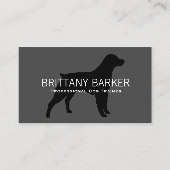 Brittany Silhouette Svart på Grå Visitkort (Framsida)