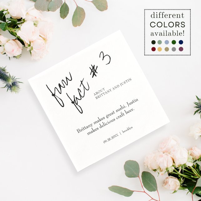 Brittany Simple Black White Roligt Fact #3 Bröllop Pappersservett (Skapare uppladdad)