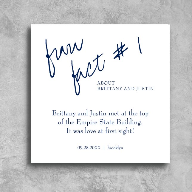 Brittany Simple Navy Blue Roligt Fact #1 Bröllop Pappersservett (Skapare uppladdad)