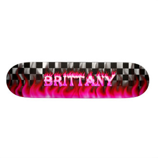 Brittany skateboard rosa eld och flammor design.