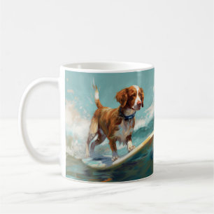 Brittany Spain Beach Surfing Painting Kaffemugg