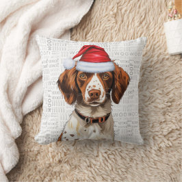 Brittany Spain Hund älskare jul Helgdag Kudde