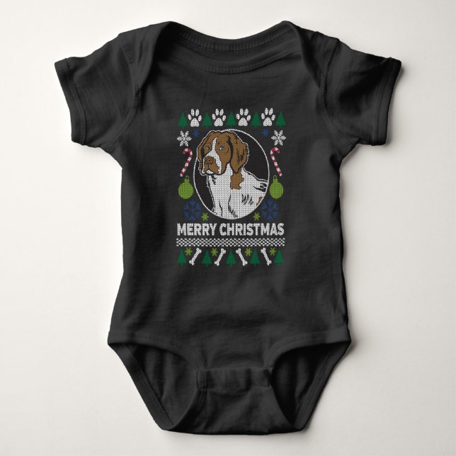Brittany Spain Hund aveln Ugly jul Sweater Tee (Framsida)
