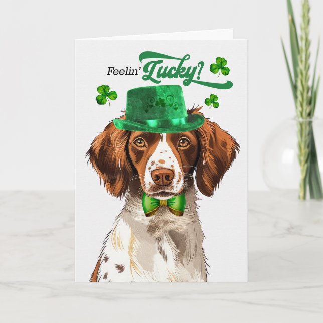 Brittany Spain Hund Lucky St patrick's day Helgkort (Framsida)