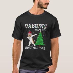 Brittany Spain Hund Santa Hat Dabbing runt omkring T Shirt