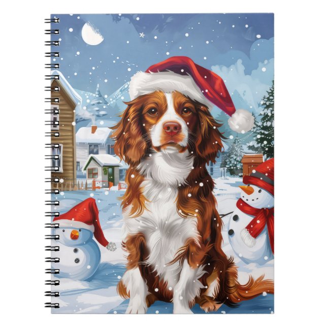 Brittany Spain Hund Winter Wonderland jul Anteckningsbok (Framsidan)