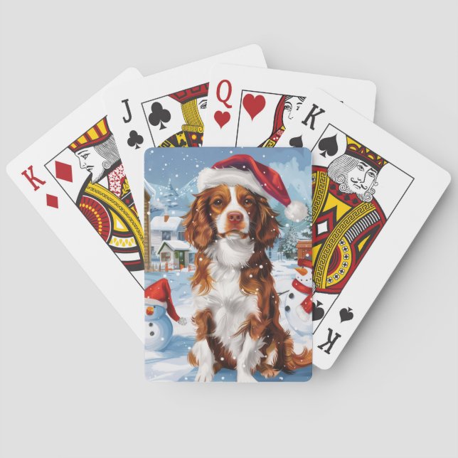 Brittany Spain Hund Winter Wonderland jul Casinokort (Baksidan)
