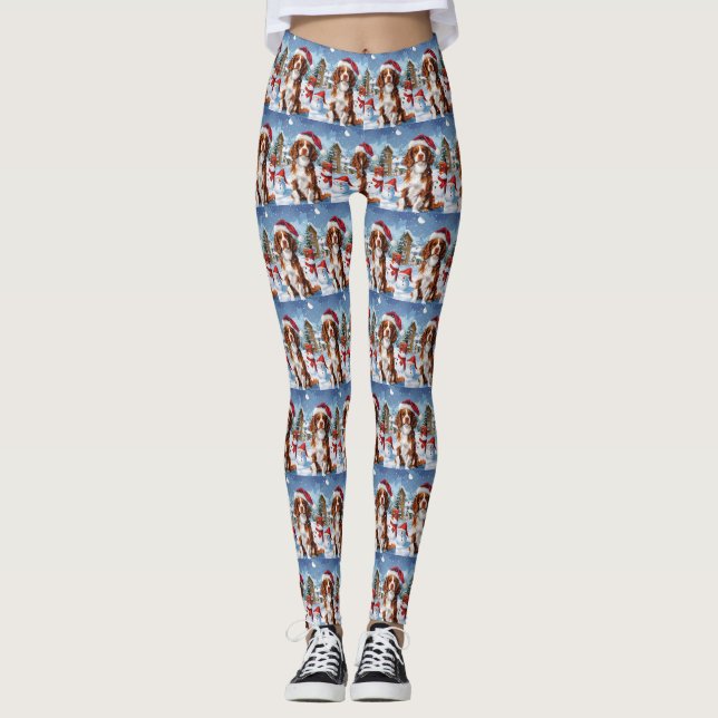 Brittany Spain Hund Winter Wonderland jul Leggings (Framsida)