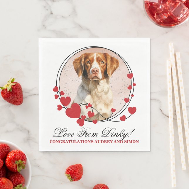 Brittany Spain Red Heart Ram Hund Photo Pappersservett (Insitu)