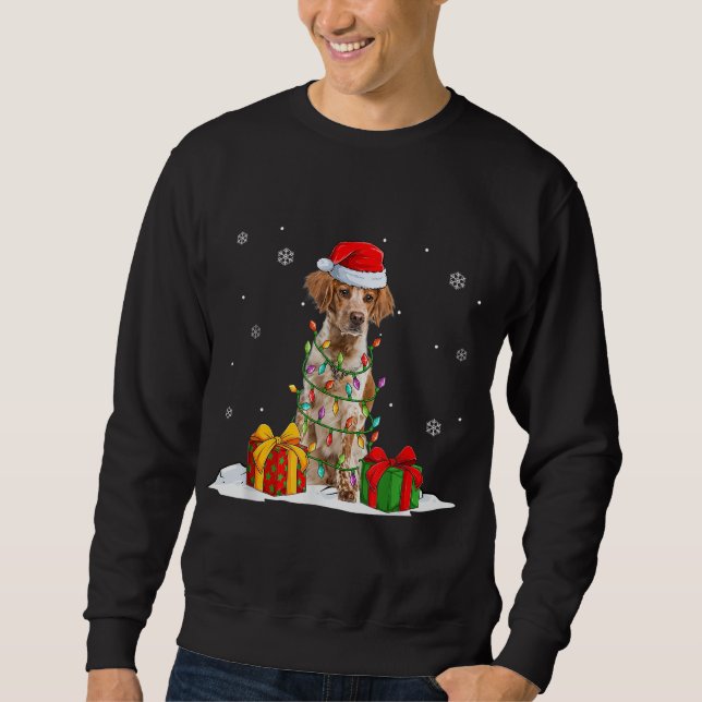 Brittany Spain Santa Julgran Ljus Julafton Lång Ärmad Tröja (Framsida)