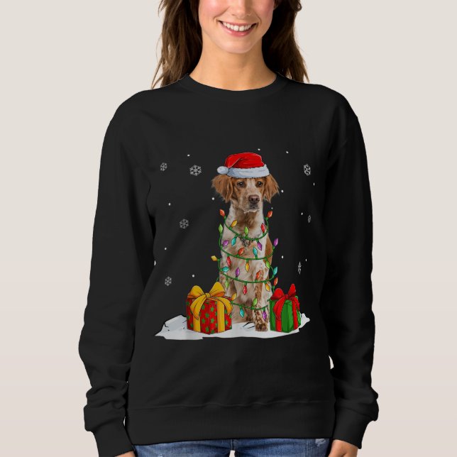Brittany Spain Santa Julgran Ljus Julafton T Shirt (Framsida)
