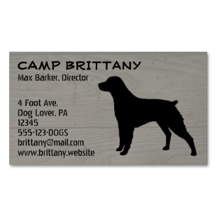 Brittany Spain Silhouette Hund aveln Faux Wood Visitkortmagnet