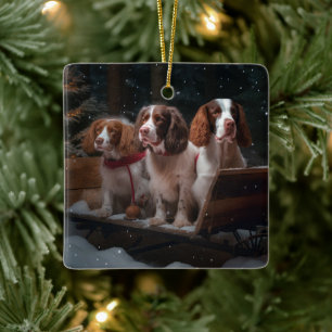 Brittany Spain Snowy Sleigh juldekalor Julgransprydnad Keramik