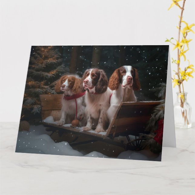 Brittany Spain Snowy Sleigh juldekalor Kort (Gul blomma)