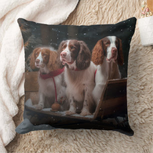 Brittany Spain Snowy Sleigh juldekalor Kudde