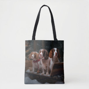 Brittany Spain Snowy Sleigh juldekalor Tygkasse