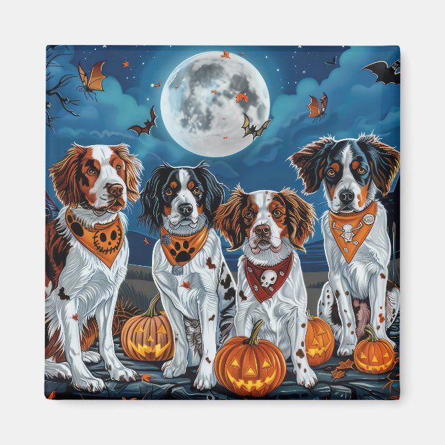 Brittany spanel Halloween Spooky Magnet (Framsidan)