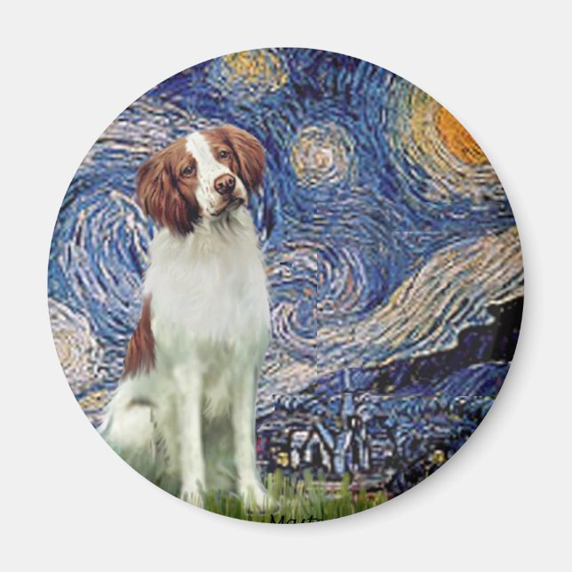 Brittany Spaniel 3 - Stjärnkväll Magnet (Framsidan)