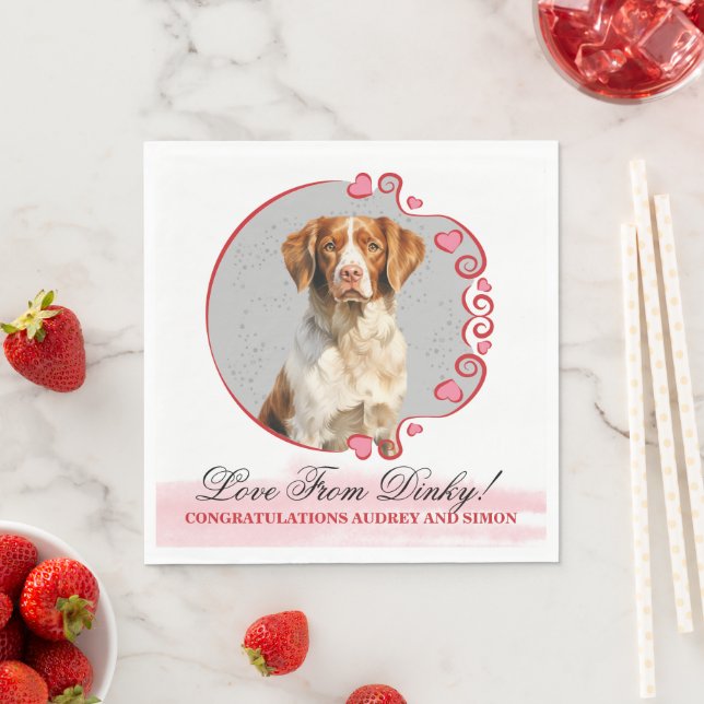 Brittany Spaniel Bröllopsservetter med hundfoto Pappersservett (Insitu)