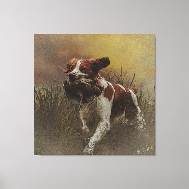 Brittany spaniel Ceramic Tile Beverage Coas Canvastryck (Framsida)