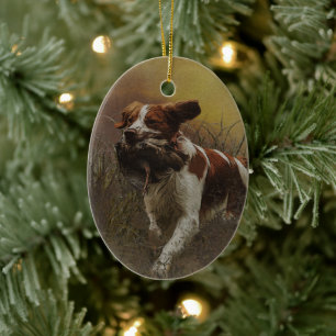 Brittany spaniel Ceramic Tile Beverage Coas Julgransprydnad Keramik