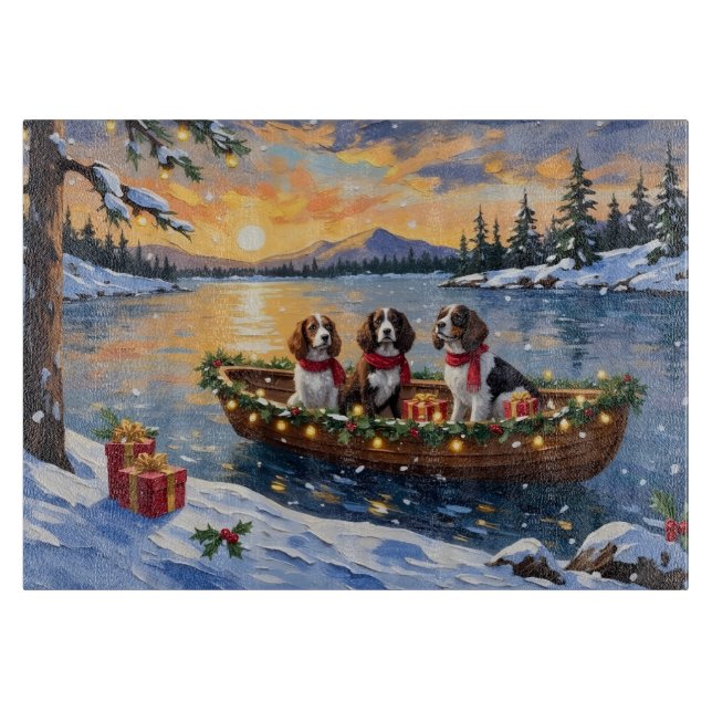 Brittany Spaniel Christmas Boat Holiday (Framsidan)