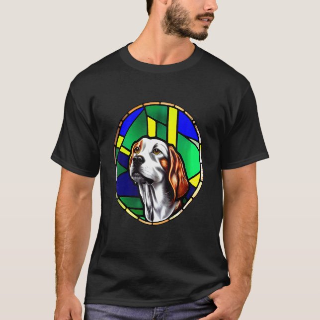 Brittany Spaniel - Colorful Stained Glass_3 T Shirt (Framsida)