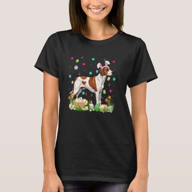 Brittany Spaniel Dog Easter Egg Hunt Bunny Ear Hap T Shirt (Framsida)