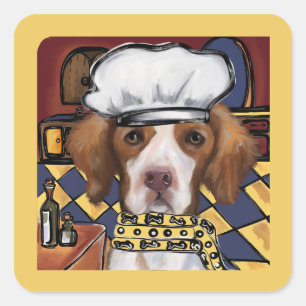 Brittany Spaniel Fyrkantigt Klistermärke