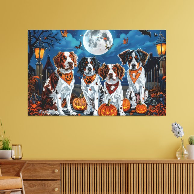 Brittany Spaniel Halloween Kuslig Canvastryck (Insitu (Vardagsrum))