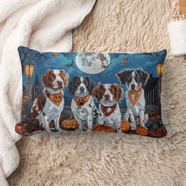 Brittany Spaniel Halloween Kuslig Lumbarkudde (Filt)