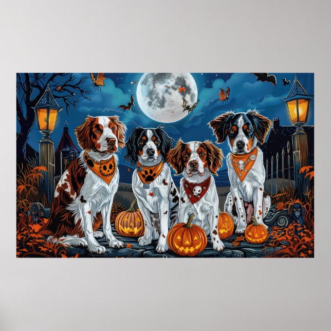 Brittany Spaniel Halloween Kuslig Poster (Framsidan)