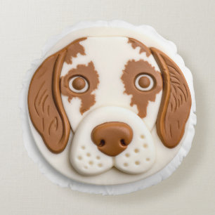 Brittany Spaniel Hund 3D Inspirerad Rund Kudde