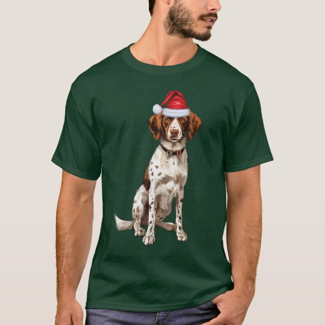 Brittany Spaniel Hund älskare Funny jul T Shirt (Framsida)