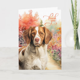 Brittany Spaniel Hund Färgglatt Trädgårdsstig Tack Kort
