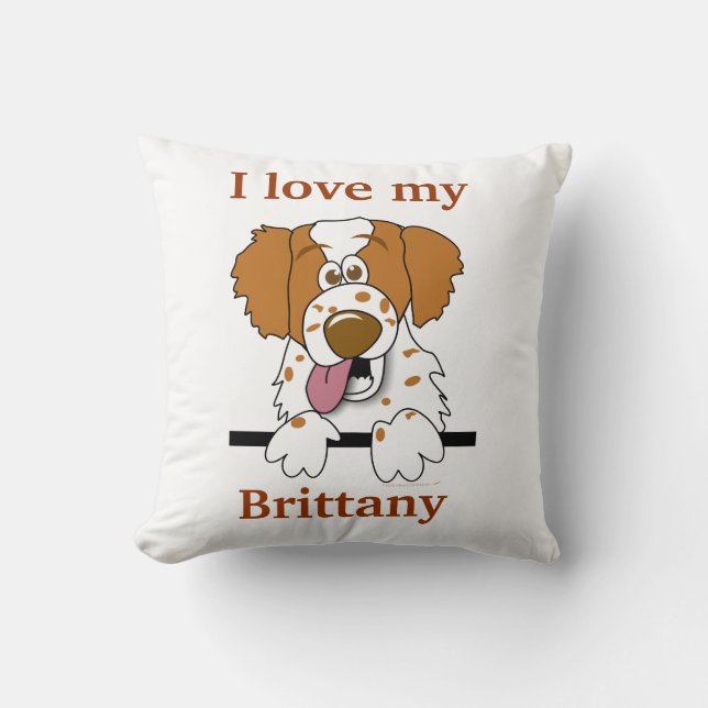 Brittany Spaniel Hund Heminredning Kudde Jag älska (Framsida)