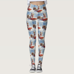 Brittany Spaniel Hund i släde jul Leggings