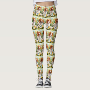 Brittany Spaniel Hund med påskägg Semester Leggings