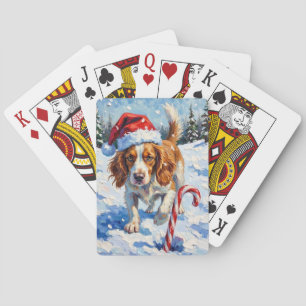 Brittany Spaniel Hund Pekar på Julgodis Casinokort