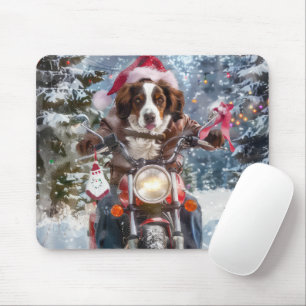 Brittany Spaniel Hund Ridning Motorcykel Jul Musmatta