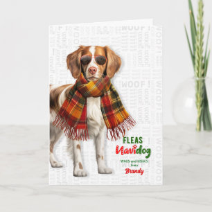 Brittany Spaniel Hund Roliga Loppor Navidog med Na Helgkort