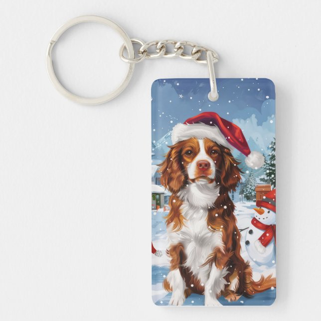 Brittany Spaniel Hund Vinter Värld Jul  (Framsidan)