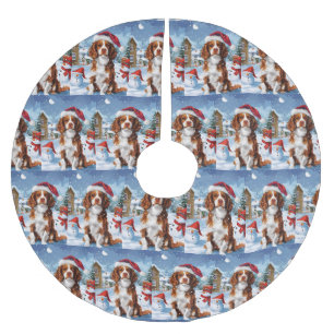 Brittany Spaniel Hund Vinter Värld Jul Julgransmatta Borstad Polyester