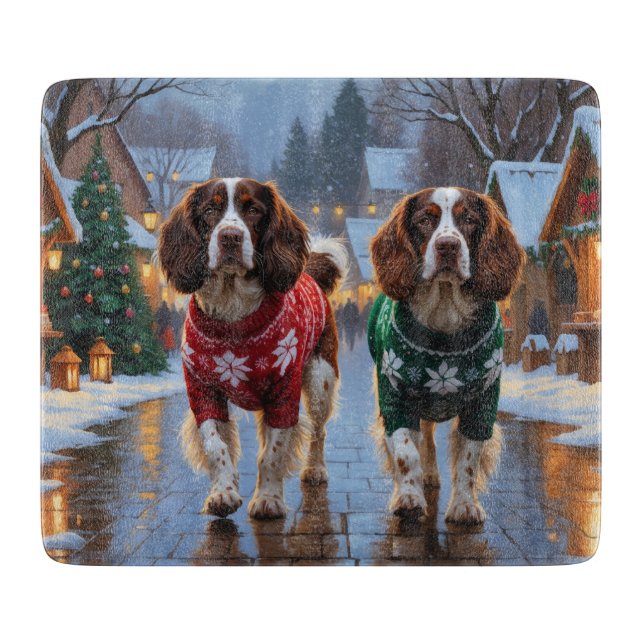 Brittany Spaniel Hundar Jul Snö Högtid (Framsidan)
