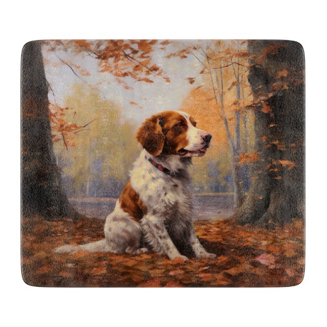 Brittany Spaniel i höstlöv Fall Inspire (Framsidan)