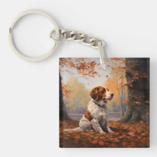 Brittany Spaniel i höstlöv Fall Inspire
