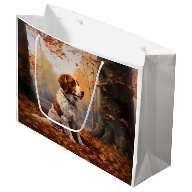 Brittany Spaniel i höstlöv Fall Inspire (Framsidan Vinklad)