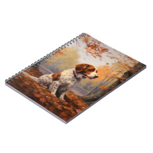 Brittany Spaniel i höstlöv Fall Inspire Anteckningsbok